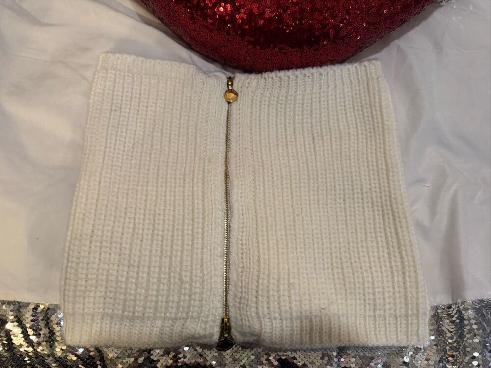 Calvin klein zippered cream Knit & gold scarf neck Snood